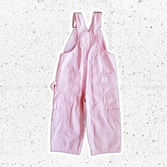 Lakin McKey Toddler Pink Hickory Striped Bib Overall Pants Sz 2T - Picture 3 of 9